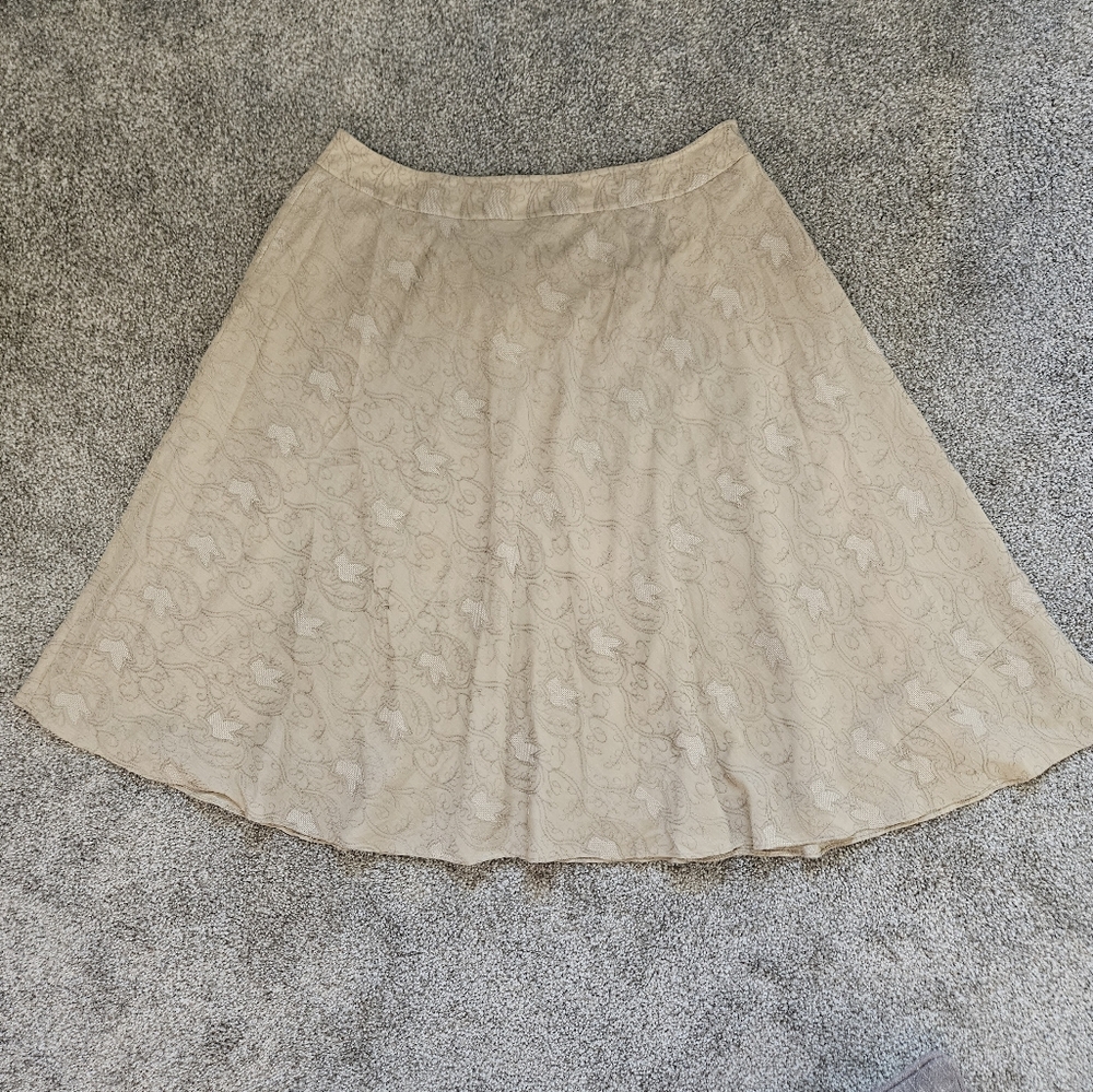 Jones New York Women's Size 16 Cream Tan Midi A-Line Skirt